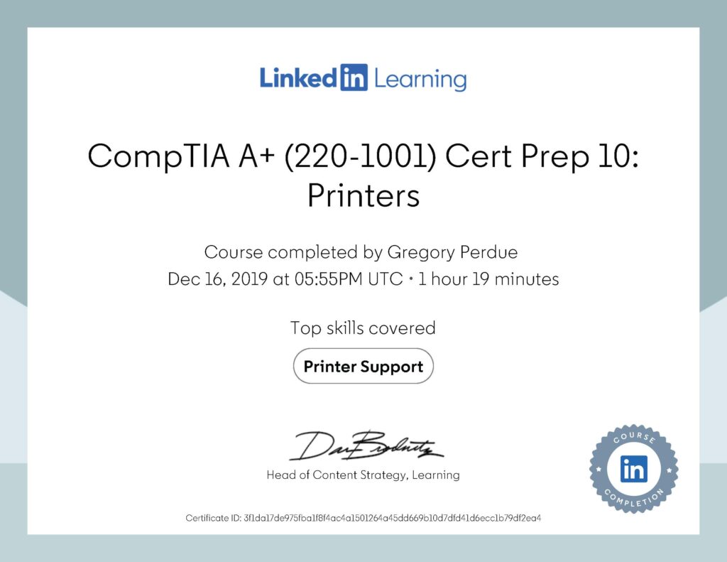 CompTIA A 2201001 Cert Prep 10 Printers Certification