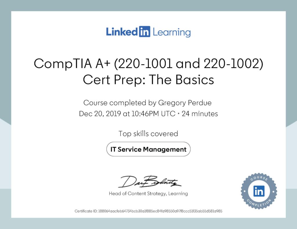 CompTIA A 2201001 and 2201002 Cert Prep The Basics Certification