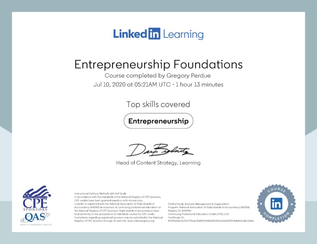 Entrepreneurship Foundations Certification