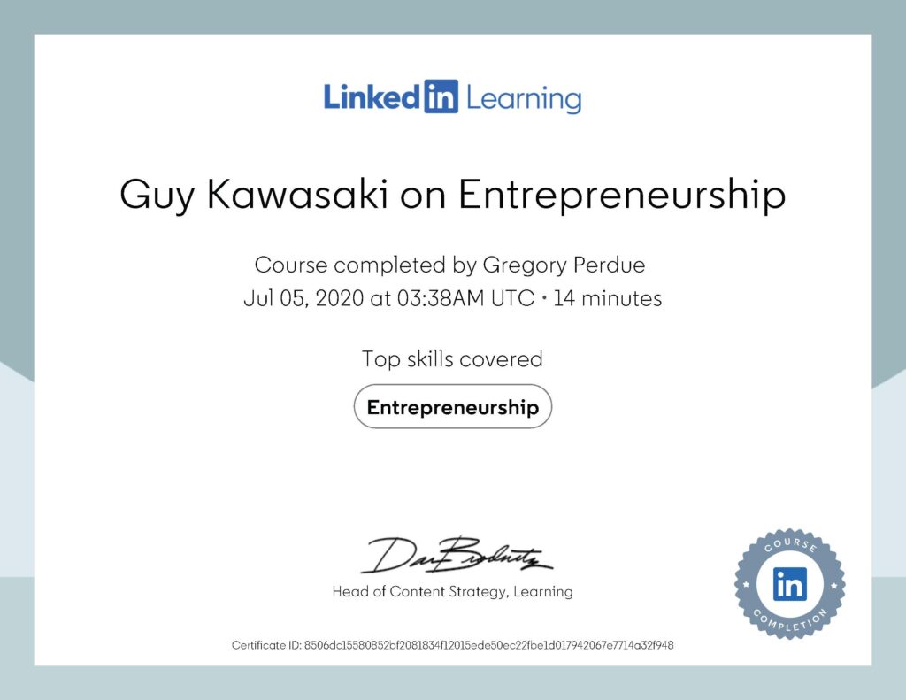 Guy Kawasaki on Entrepreneurship Certification