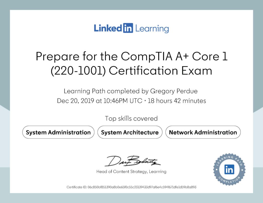 Prepare for the CompTIA A Core 1 2201001 Certification Exam Certification