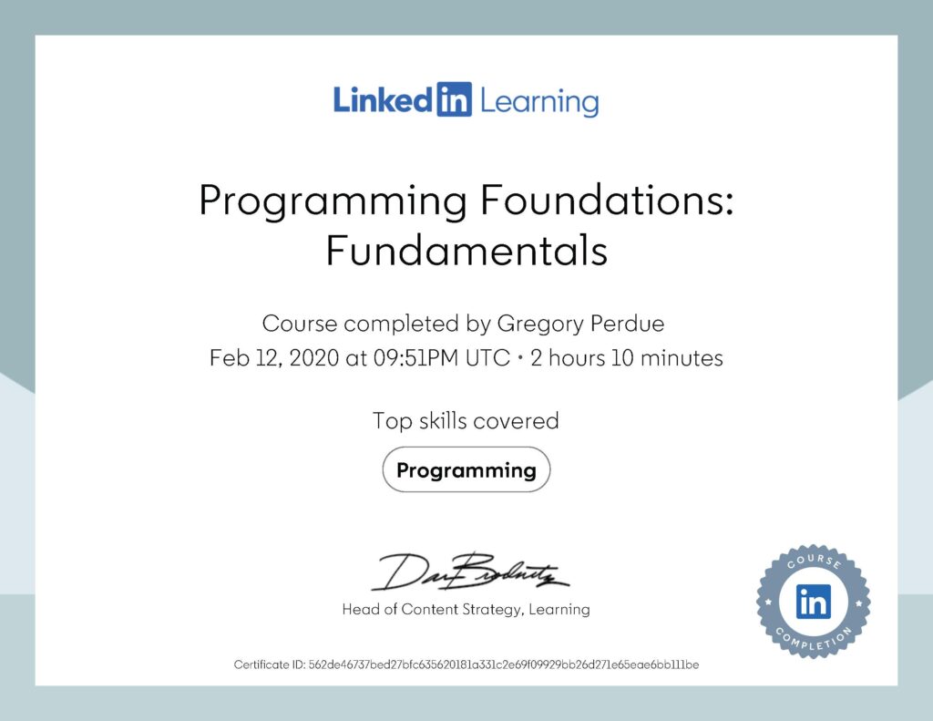 Programming Fundamentals Certificate