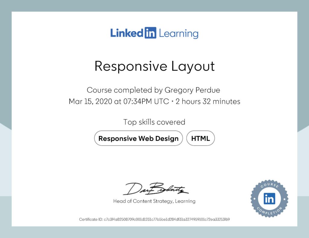 Responsive Layout Certificate