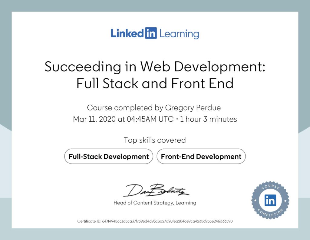 Succeeding in Web Development Full Stack and Front End Certificate
