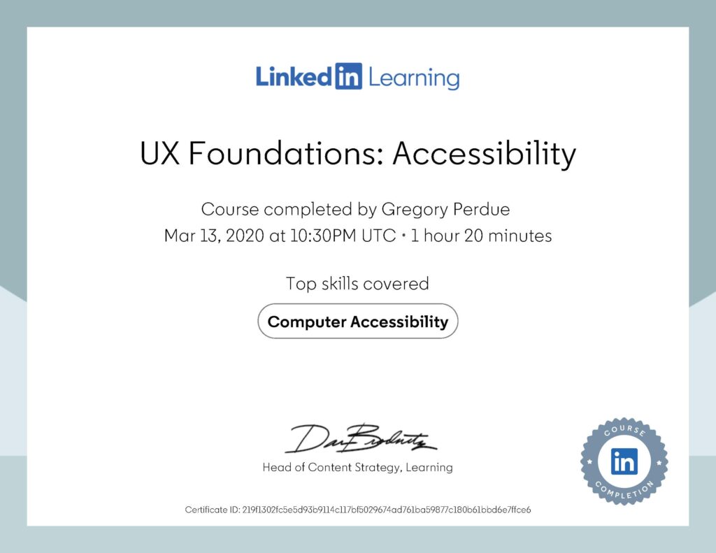 UX Foundations Accessibility Certificate