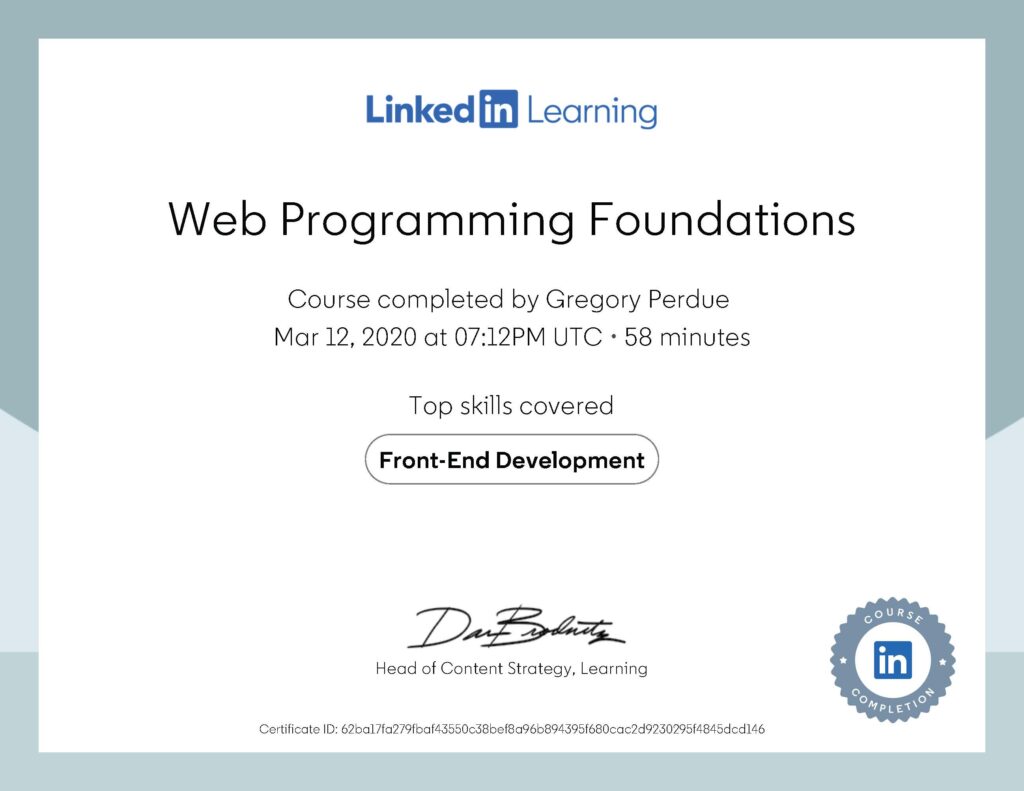 Web Programming Foundations Certificate