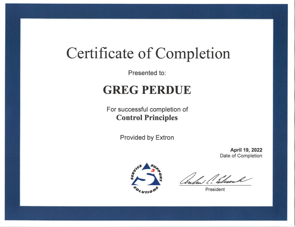 Extron Control Principles Certification