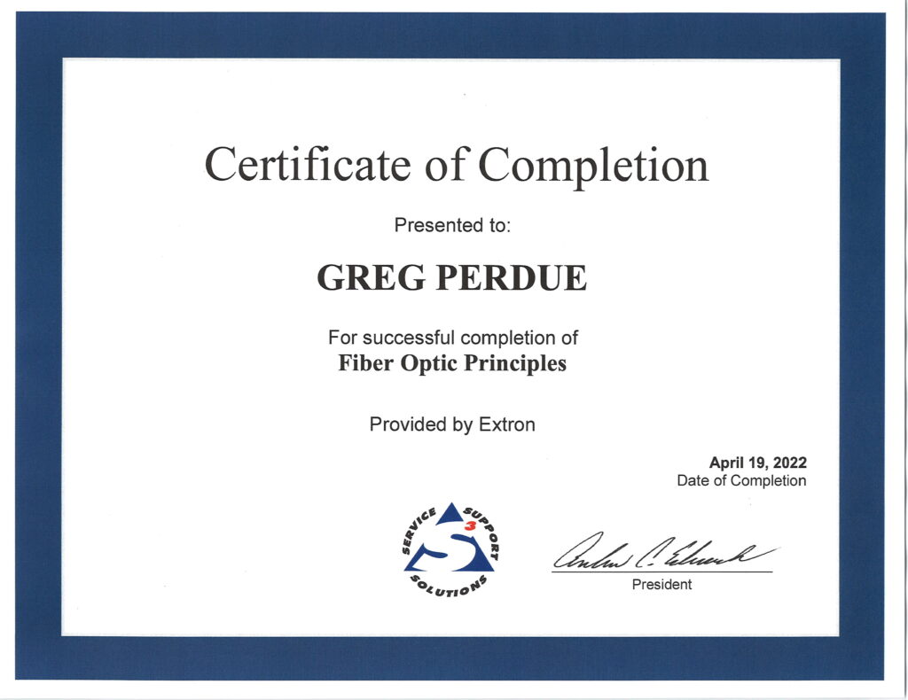 Extron Fiber Optic Principles Certification