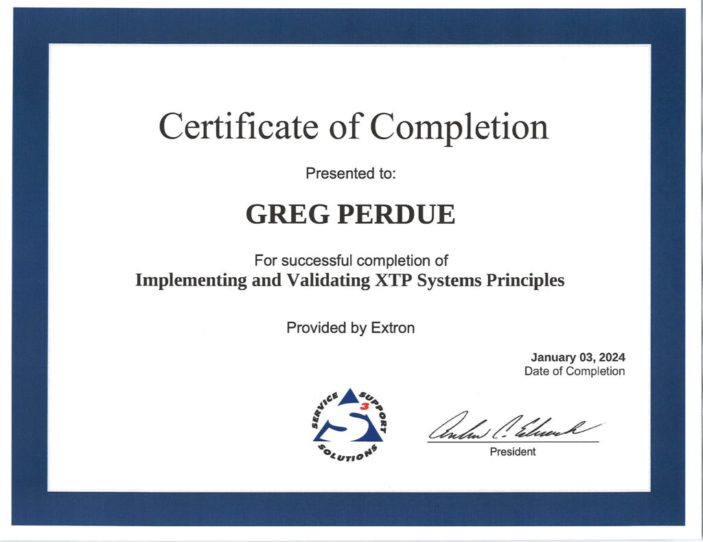Extron Implementing and Validating XTP System Principles Certification