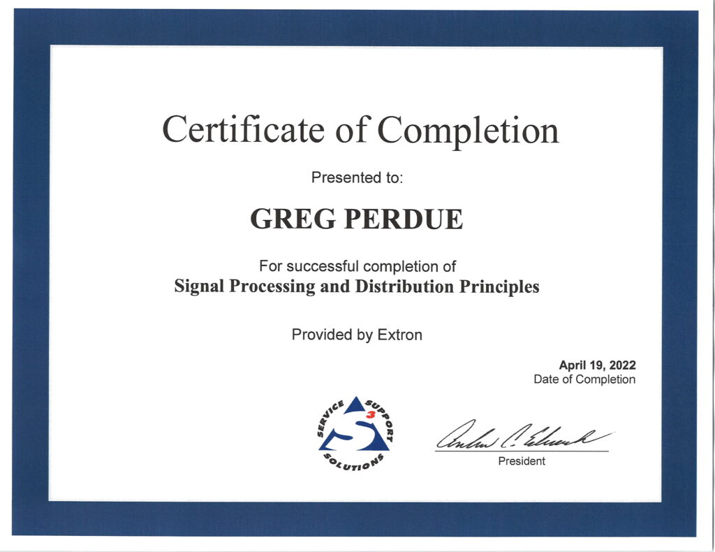 Extron Signal Processing and Distribution Principles Certification