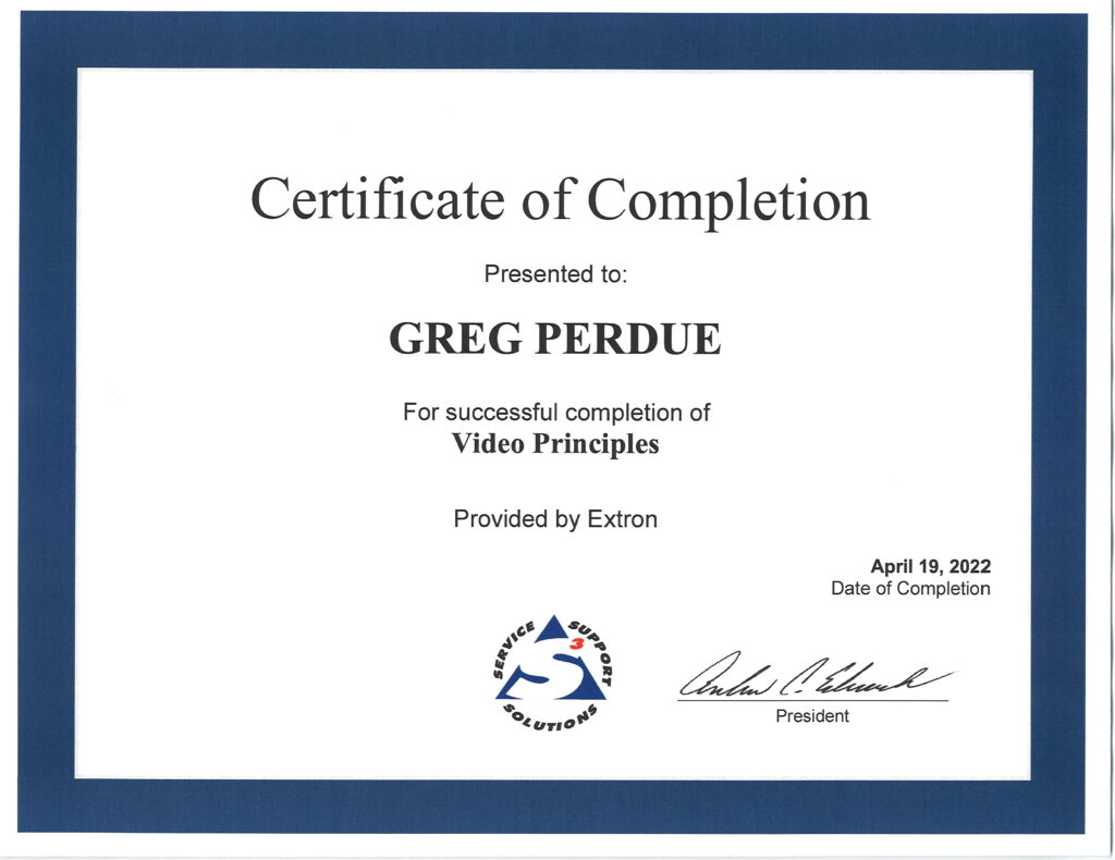 Extron Video Principles Certification