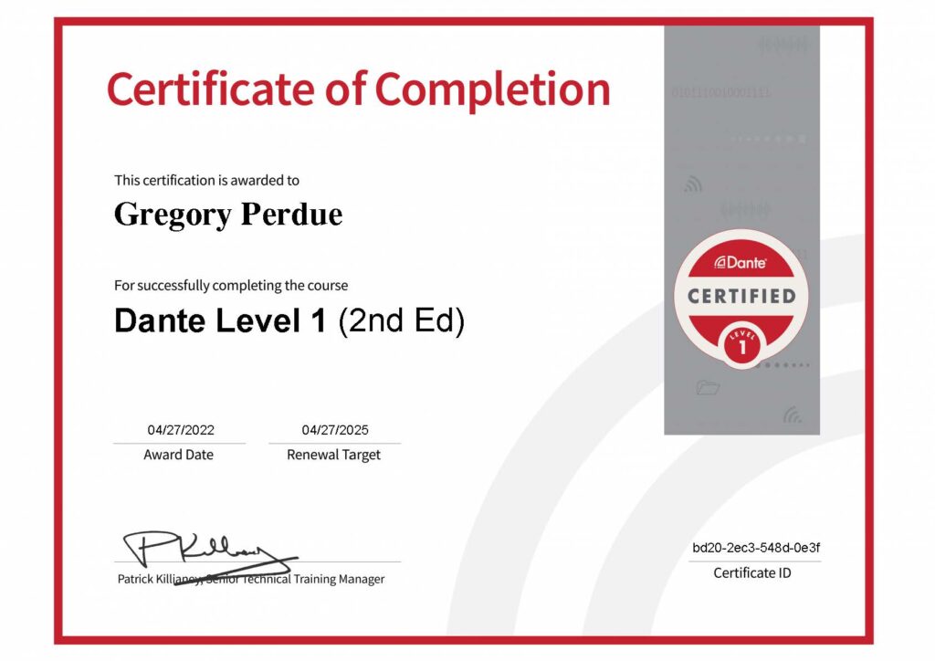 2nd Edition Dante Level 1 Certificate